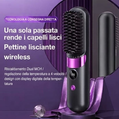 Spazzola Lisciante Senza Fili Portatile con Ricarica USB-C