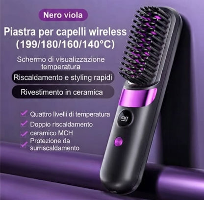 Spazzola Lisciante Senza Fili Portatile con Ricarica USB-C